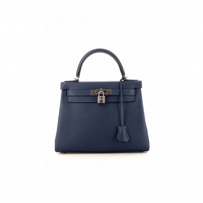 HERMÈS KELLY 28 VORMANDUM NAVY SILVER (28*22*10cm) 